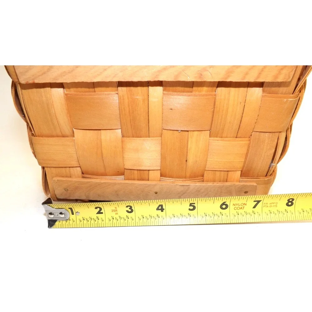 Metal & Wicker Maple Leaf Design Handle Egg Fruit Decorative Basket  8 x 6 x 5